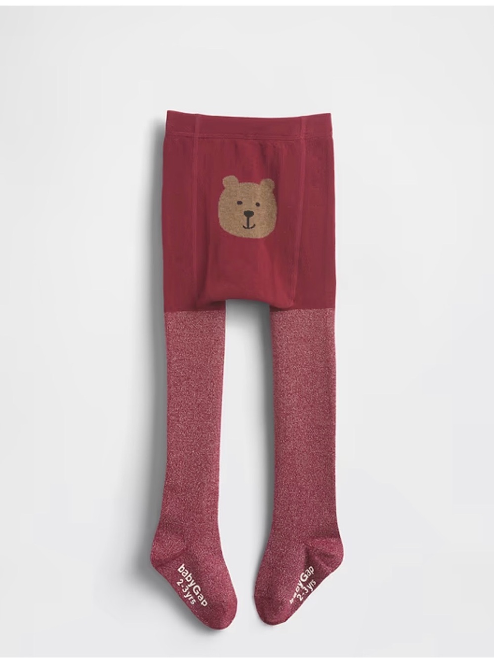 GAP Burgundy Tights with Tan Bear Accent 2-3 year NWT